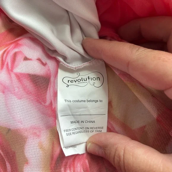 Floral dress with attached dance leotard underneath - Picture 5 of 7